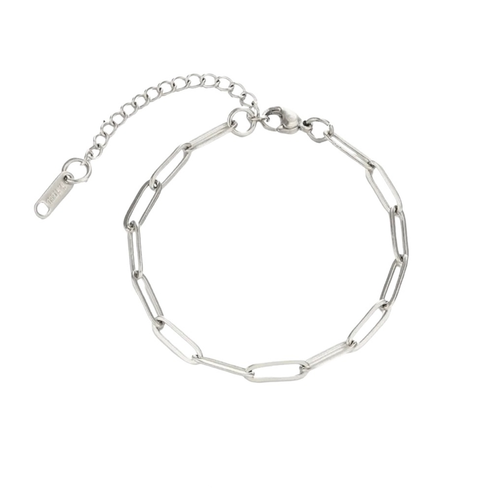 Paperclip Silver Tone Stainless Steel Bracelet